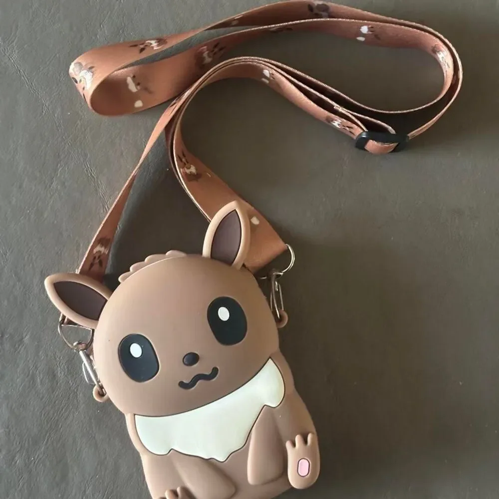 Pokemon Eevee silicone coin purse with adjustable strap